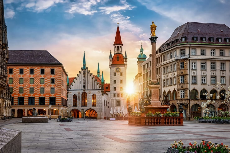 Scenic view of Munich’s historic city center at sunset, location of 2025 Sales Convention.