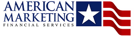 American Marketing logo with blue star and red flag design.